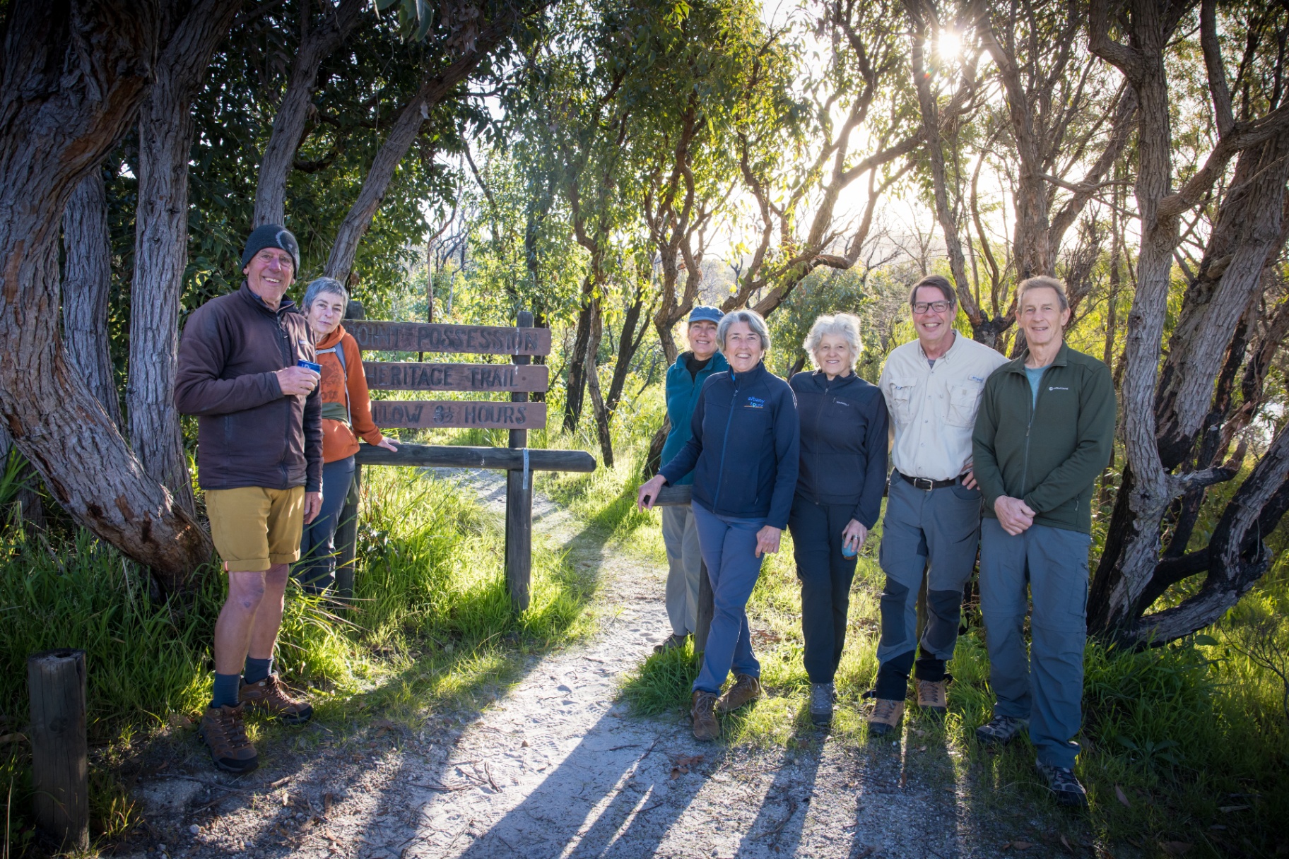A guided bush hike along an Albany trail leading to a picnic spot
